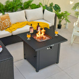 Tangkula 32 Inch Patio Propane Gas Fire Table, 50,000 BTU Square Fire Pit Table