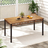 Tangkula 63" Outdoor Dining Table with Acacia Wood Slatted Tabletop
