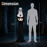 Tangkula 5.3 FT Animated Halloween Standing Nun Holding Candle Decoration