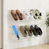 Tangkula 2 Pack Wall Mounted Shoe Rack with Heightened Edge & Strong Brackets