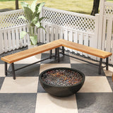 Tangkula 63" Acacia Wood Outdoor Bench, 3-Person Patio Bench with 800 lbs Weight Capacity
