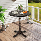 Tangkula 27" Round Cast Aluminum Patio Bistro Table
