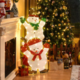 Tangkula 54 inches Christmas Double Snowman Yard Sign with LED Lights
