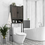 Tangkula Over The Toilet Storage Cabinet, Bathroom Space Saver Organizer Above Toilet with Double Doors & Metal Frame