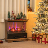 27 Inches Electric Fireplace Heater, Coffee - Tangkula