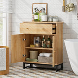 Tangkula Bathroom Storage Cabinet with Rattan Doors & Drawer, Sideboard Buffet Cabinet Coffee Bar(Farmhouse, Natural)