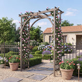 Tangkula 85" Wood Garden Arch Trellis for Outdoor Wedding Ceremony