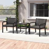 Tangkula 3 Piece Patio Furniture Set with 2 Rattan Armchair & 25" Square Side Table