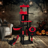 Large Gothic Cat Tree with Cat Condos and Plush Perches