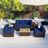 Tangkula 4 Pieces Patio Furniture Set with 32” Fire Pit Table and Propane Tank Cover