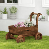 Tangkula Wooden Wagon Planter Box for Patio