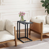 Tangkula C-Shaped End Table with Metal Frame for Living Room Bedroom Office
