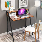 Tangkula 2 Tier Computer Desk, Home Office Desk with Sturdy Frame