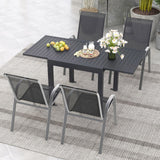 Tangkula Extendable Outdoor Dining Table, 31.5-63 Inches Patio Dining Table w/All-Weather Aluminum Frame