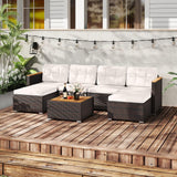 Tangkula 7 Pieces U Shape Outdoor Furniture Set