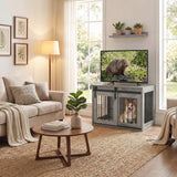 Tangkula Farmhouse Wooden Dog Crate Furniture