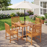 Tangkula 5 Pieces Acacia Wood Patio Dining Set for Poolside