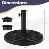 Tangkula 18" Round Umbrella Base with Adjustable Knob Fit 1.5"/1.9" Poles