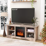 Tangkula TV Stand with 18” Electric Fireplace, for Flat Screen TVs Up to 65” with Adjustable Shelves