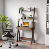 Tangkula Ladder Desk with Countertop & Drawer, Freestanding 2-Tier Ladder Shelf Desk
