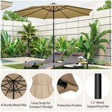 TANGKULA 10FT Solar Umbrella, Patio Umbrella with 112 LED Lights