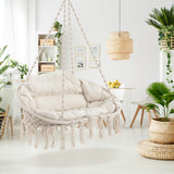 Tangkula 2-Person Hanging Hammock Chair, Boho Style Macrame Hammock Swing with Soft Cushions