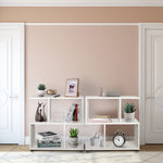 2 Tier Geometric Bookshelf, Freestanding Wood Display Shelf - Tangkula