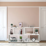 2 Tier Geometric Bookshelf, Freestanding Wood Display Shelf - Tangkula