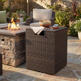 Tangkula 16" Outdoor Rattan Hideaway Table for Gas Fire Pit