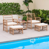 Tangkula 5 Piece Patio Wicker Sofa Set, Rattan Conversation Set with Back Cushions (Natural)