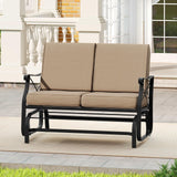 Tangkula 2-Person Swing Gliding Loveseat with Breathable Fabric Seat & Soft Cushions