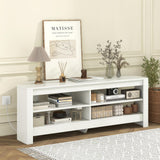 Tangkula 55''L Corner TV Stand with Power Outlet, TV Console Table with 4 Open Storage Shelves