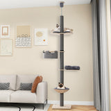 Tangkula Floor to Ceiling Cat Tree, Tall Cat Tower with Adjustable Height (93-107 Inch) for Large Cats