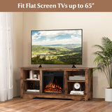 Tangkula Fireplace TV Stand for 65 Inches TV, 18” Electric Fireplace with Remote, 7-Level Brightness and 750W/1500W Heat Setting