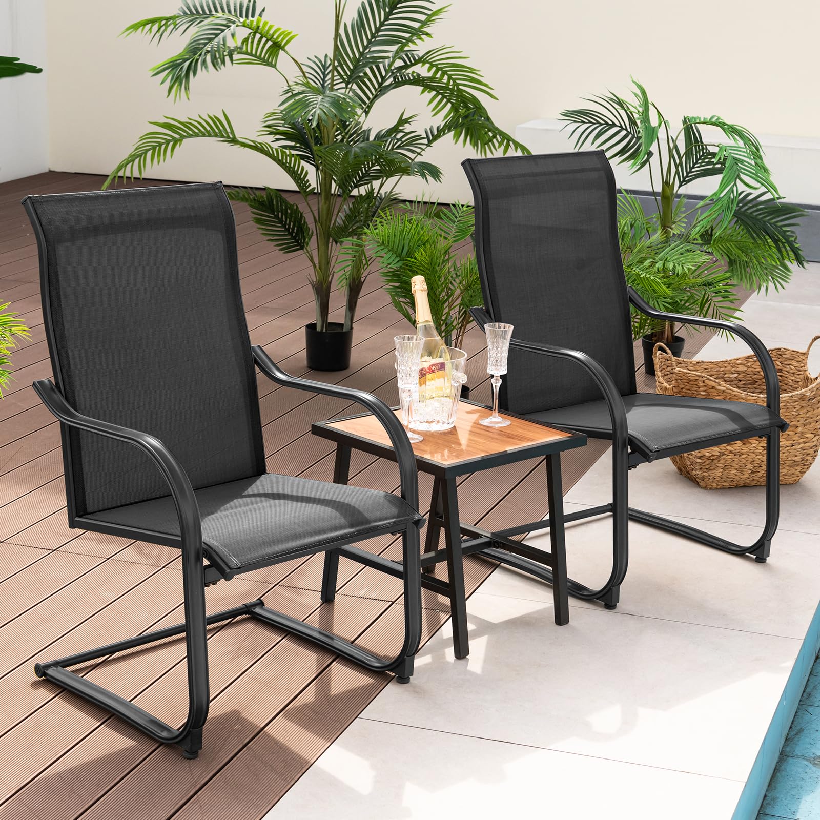 Tangkula Pieces Outdoor Dining Chairs, Patio C-Spring Motion