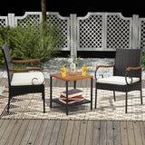 Set of 2, Outdoor PE Rattan Chairs with Soft Zippered Cushion, Heavy-Duty Metal Frame & All-Weather Wicker