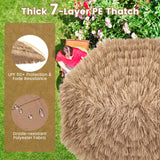Tangkula 8Ft Tiki Patio Umbrella, Hawaiian Style Outdoor PE Grass Umbrella with Tilt Adjustment