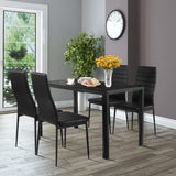 Tangkula 5 PCS Dining Table Set Modern Tempered Glass Top and PVC Leather Chair