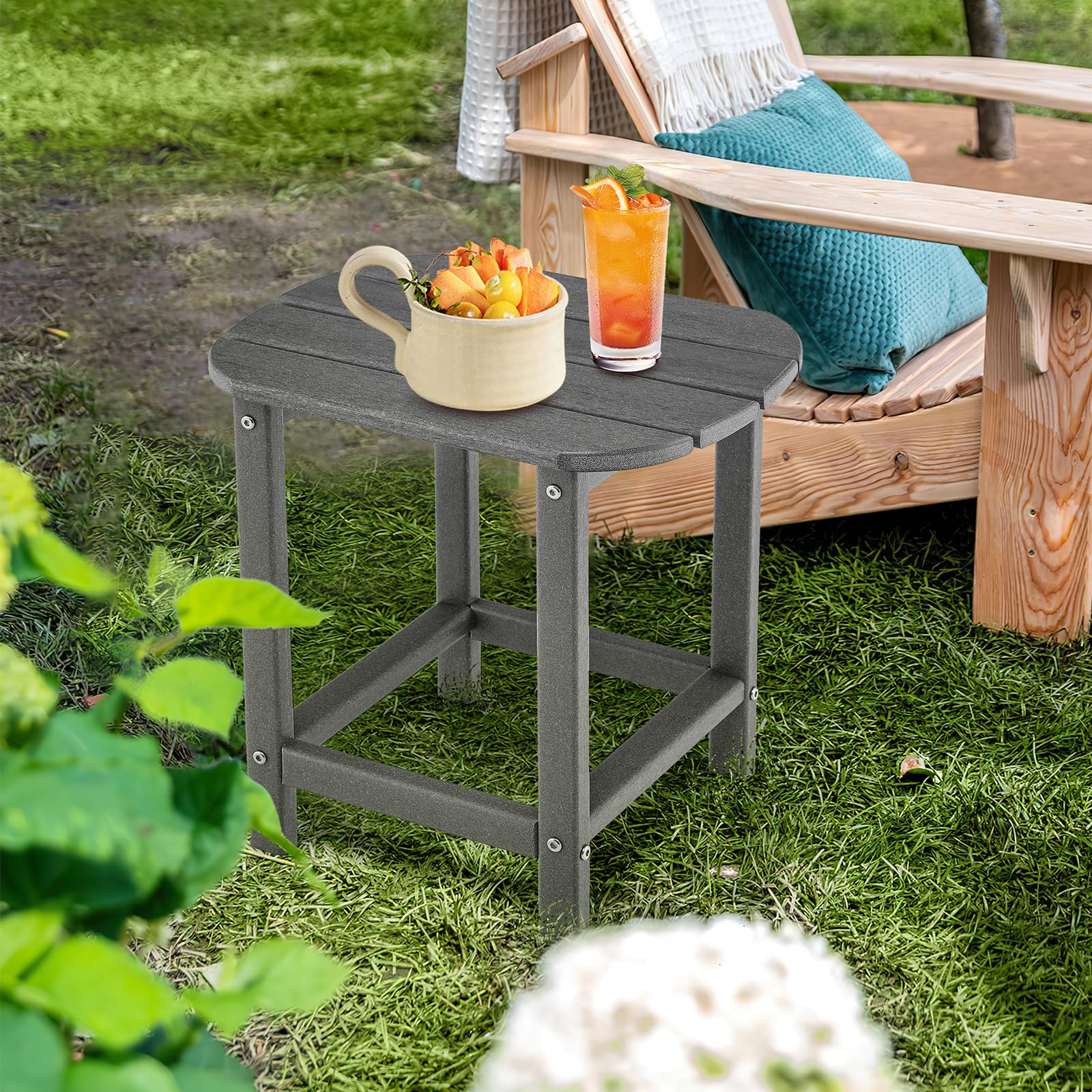 Weather Resistant Adirondack Table, Grey - Tangkula