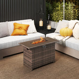 Tangkula 44.5 Inch Propane Fire Pit Table with Metal Slatted Tabletop & Stainless Steel Burner
