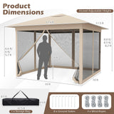 Tangkula 11.5 x 11.5 FT Pop-up Canopy Instant One-Person Setup with Mesh Screen Netting