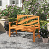 Tangkula Patio Garden Park Bench with Slatted Backrest & Seat