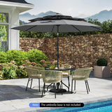 Tangkula 10 FT Solar LED Patio Umbrella 3-Tier Vented Outdoor Market Table Umbrella