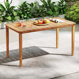 Tangkula Rectangular Outdoor Dining Table with Slatted Tabletop