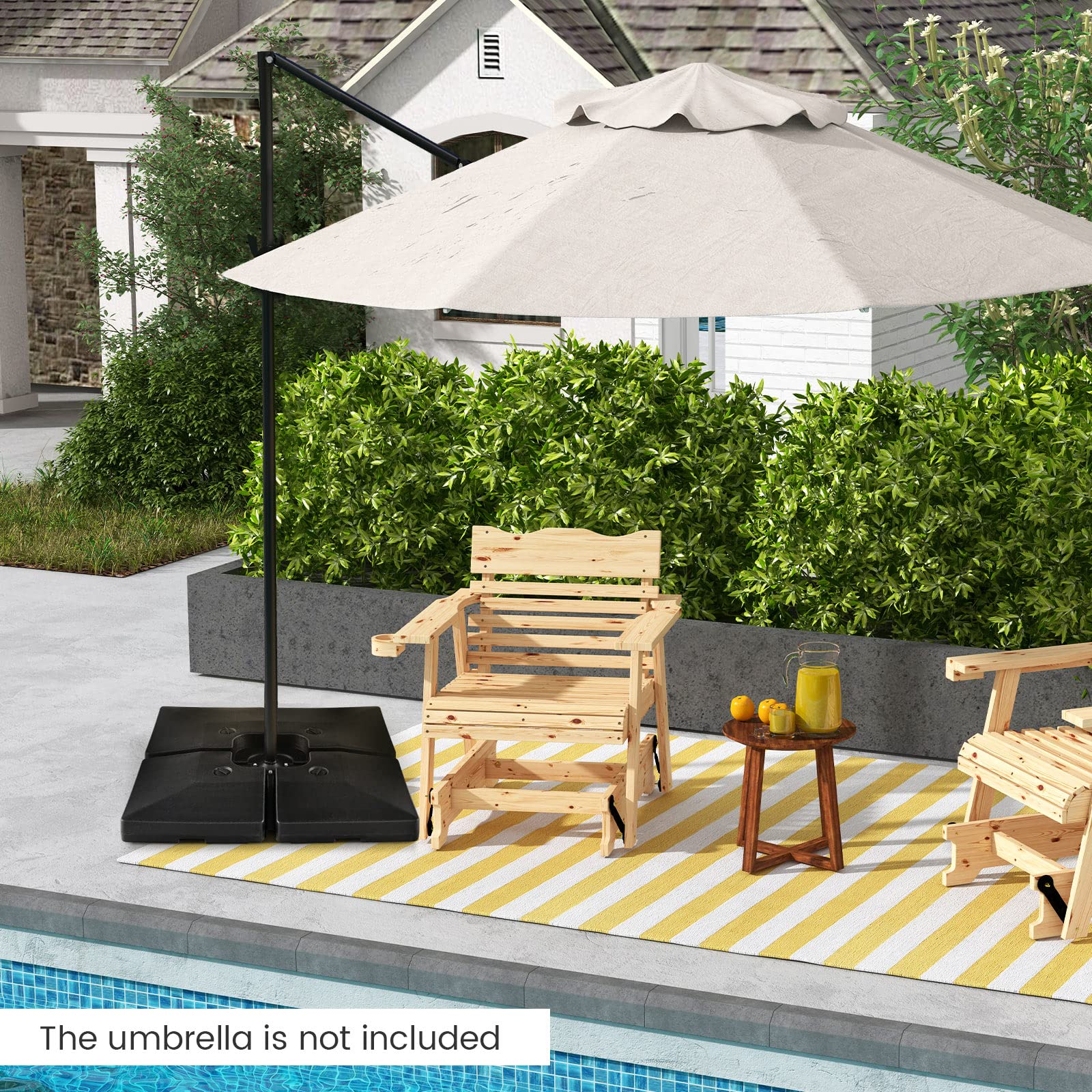 hanging patio umbrella stand Tangkula 4-Piece 20L Cantilever Offset Patio Umbrella Base