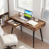 Tangkula Modern Writing Study Desk with 2 Storage Drawers