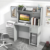 Tangkula Computer Desk with Hutch, Home Office Desk with Raised Display Shelf & 2 Open Shelves (Gray)