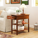 Tangkula Narrow End Table Set of 2, 24.5”H Farmhouse Side Table with Drawer