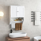 Tangkula Wall Mounted Bathroom Cabinet with Open Shelf & Bar