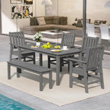 Tangkula 6 Pcs Outdoor HDPE Weather Resistant Table and Chairs Set